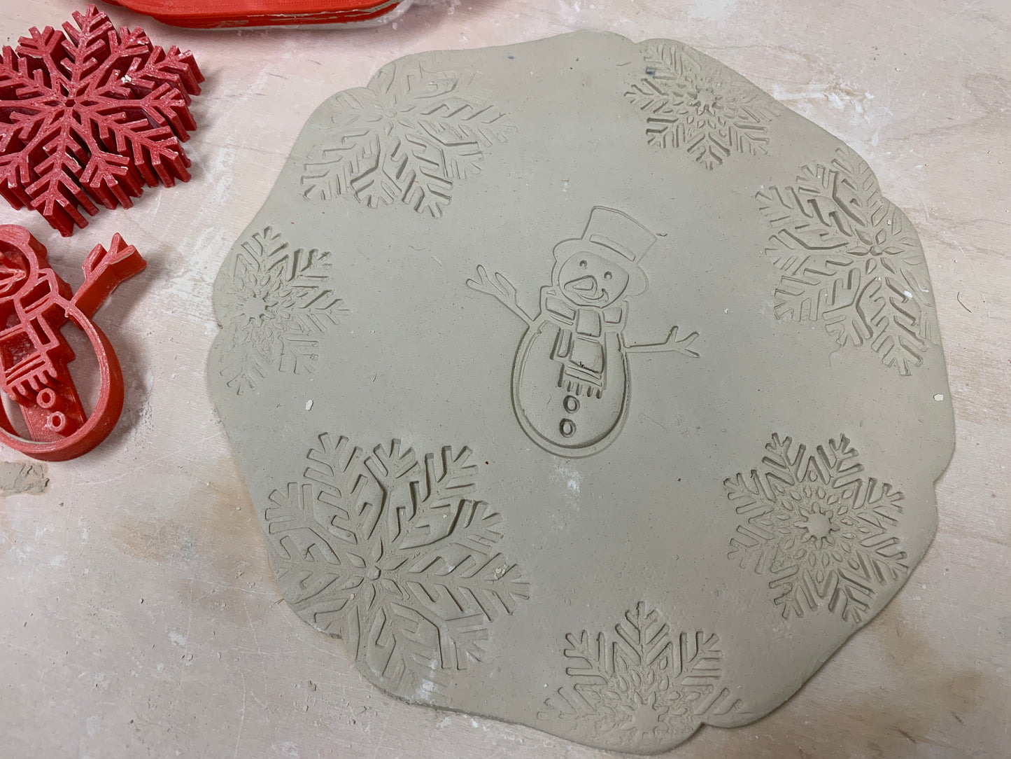 Pottery Stamp, Snowman design - multiple sizes