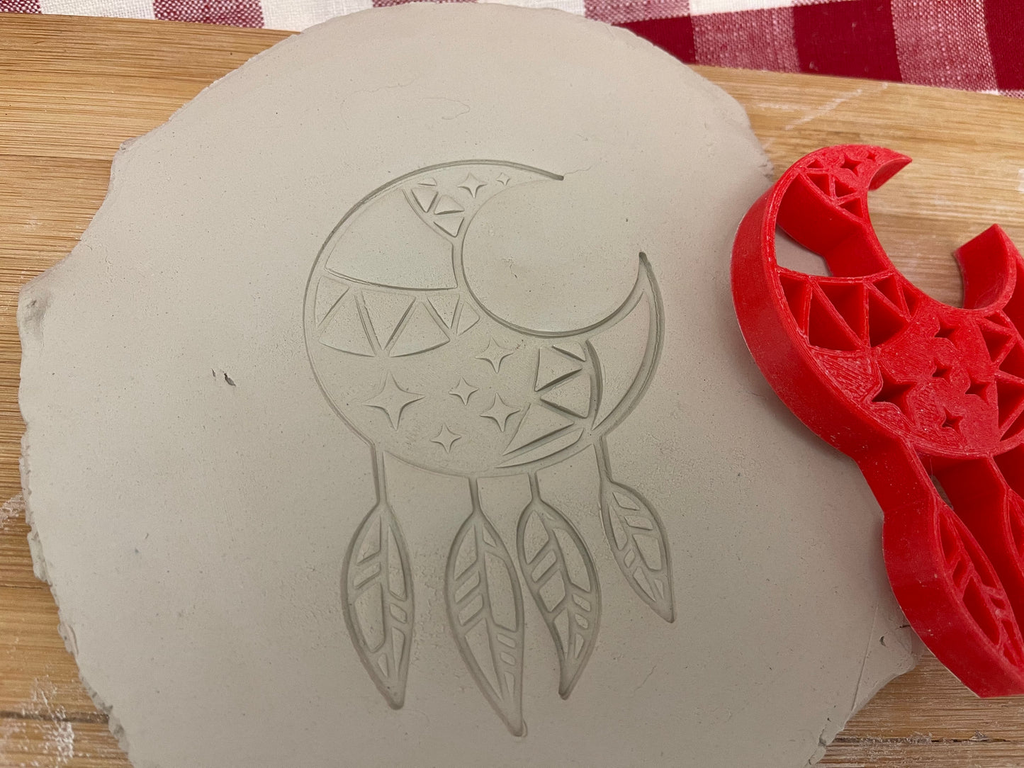 Dreamcatcher Moon stamp - plastic 3D printed, multiple sizes