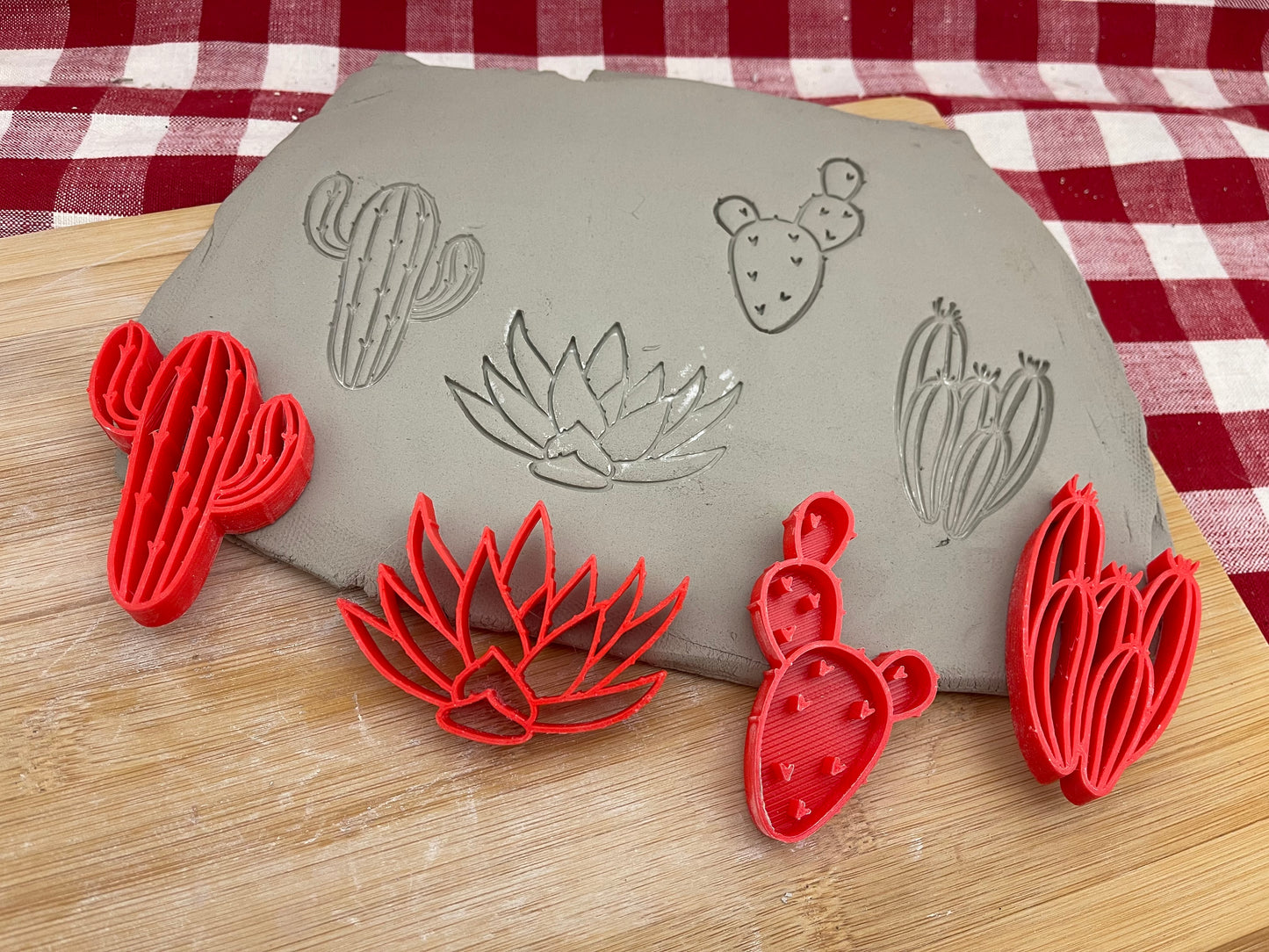 Cactus / Succulent Set Pottery Stamp - available as a set or each, plastic 3D printed, multiple sizes