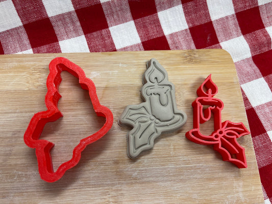 Candle design, pottery stamp or stencil w/ optional cutter -  plastic 3D printed, multiple sizes