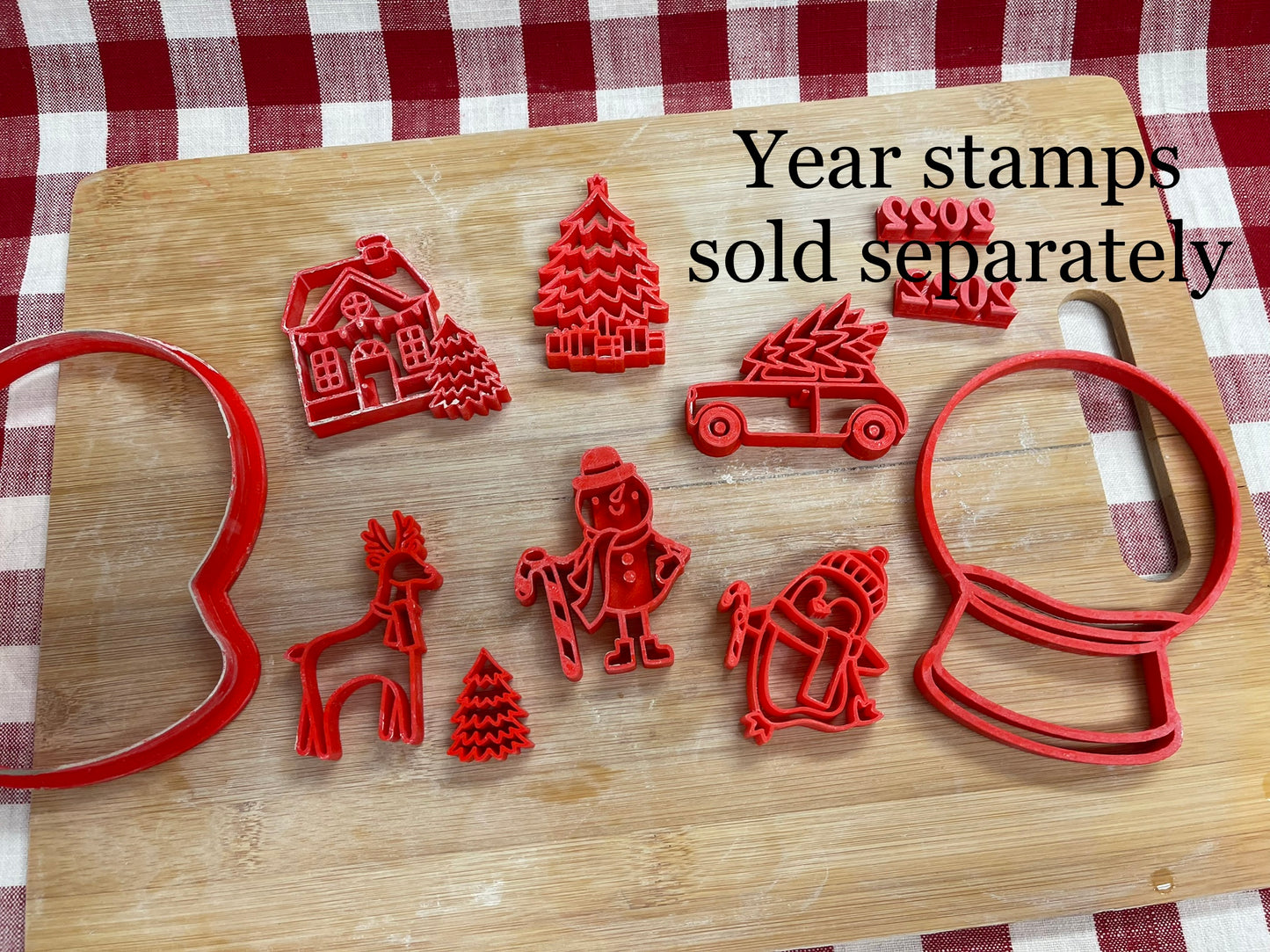 Pottery Stamp, Christmas Snow Globe designs, with multiple designs and optional cookie cutter ornament, as a set or individual - multiple sizes