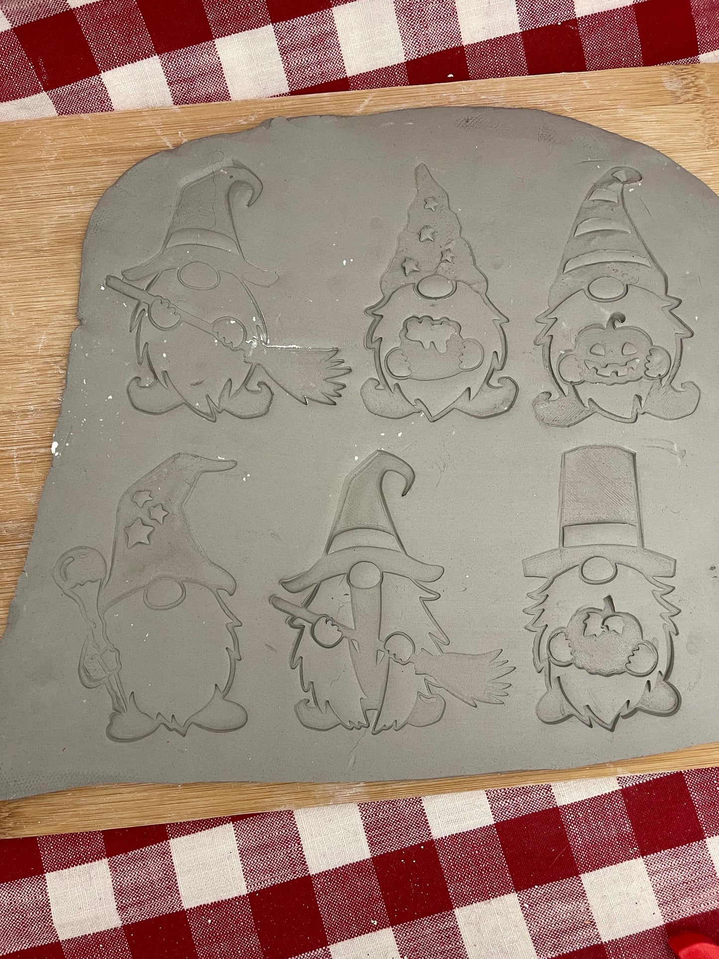 Pottery Stamp, Fall Halloween Gnome designs, with optional cookie cutter ornament - multiple sizes
