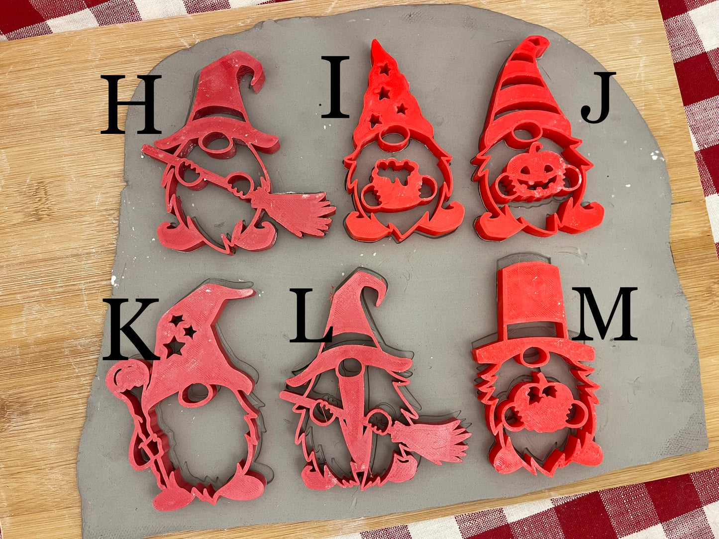 Pottery Stamp, Fall Halloween Gnome designs, with optional cookie cutter ornament - multiple sizes