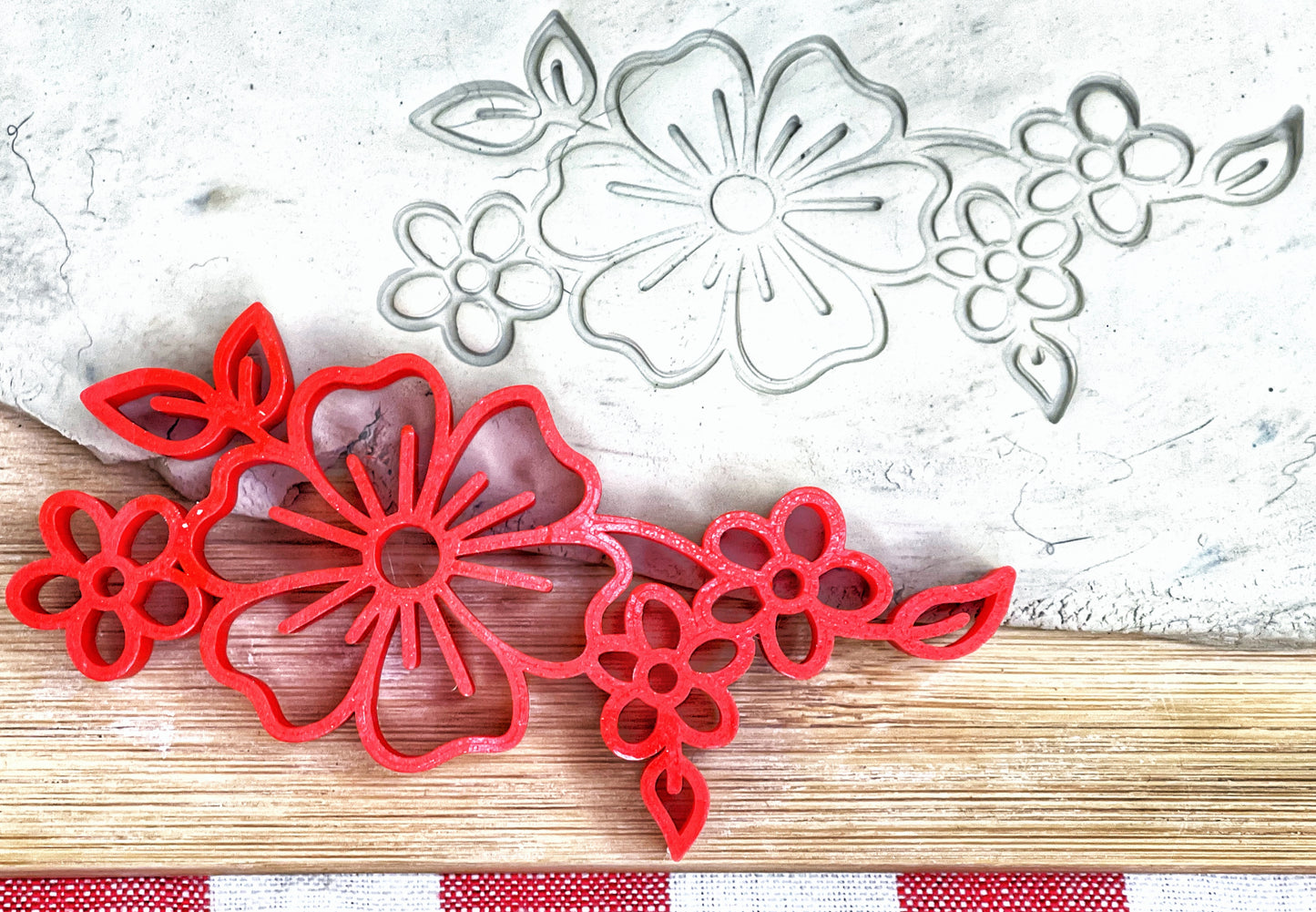 Pottery Stamp, Flower border design - multiple sizes