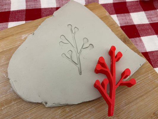 Greenery3 Pottery Stamp, Branch Design - 3D Printed Multiple Sizes