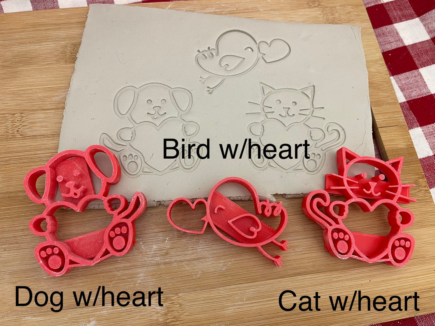 Valentine Heart Animal stamps - plastic 3D printed, Each or Set, multiple sizes