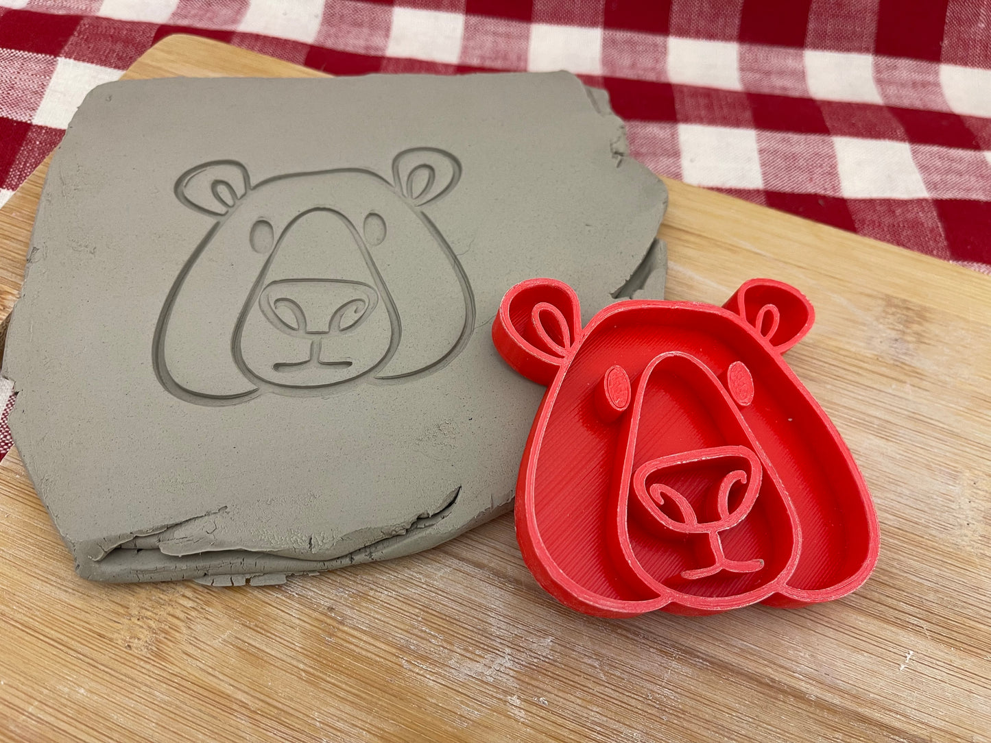 Bear Head pottery stamp, Camping doodle series - Pottery Tool, plastic 3d printed, multiple sizes available