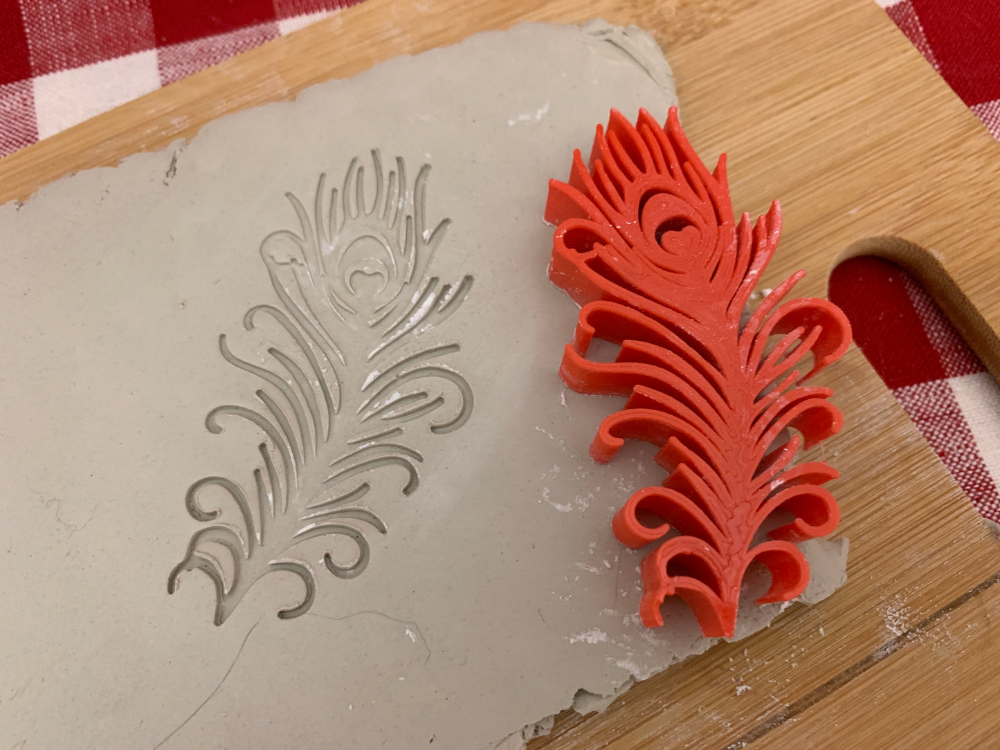Pottery Stamp, Peacock Feather design - multiple sizes