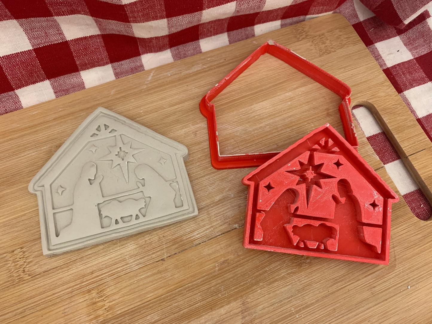 Pottery Stamp, Nativity design, w/ optional ornament cutter - multiple sizes