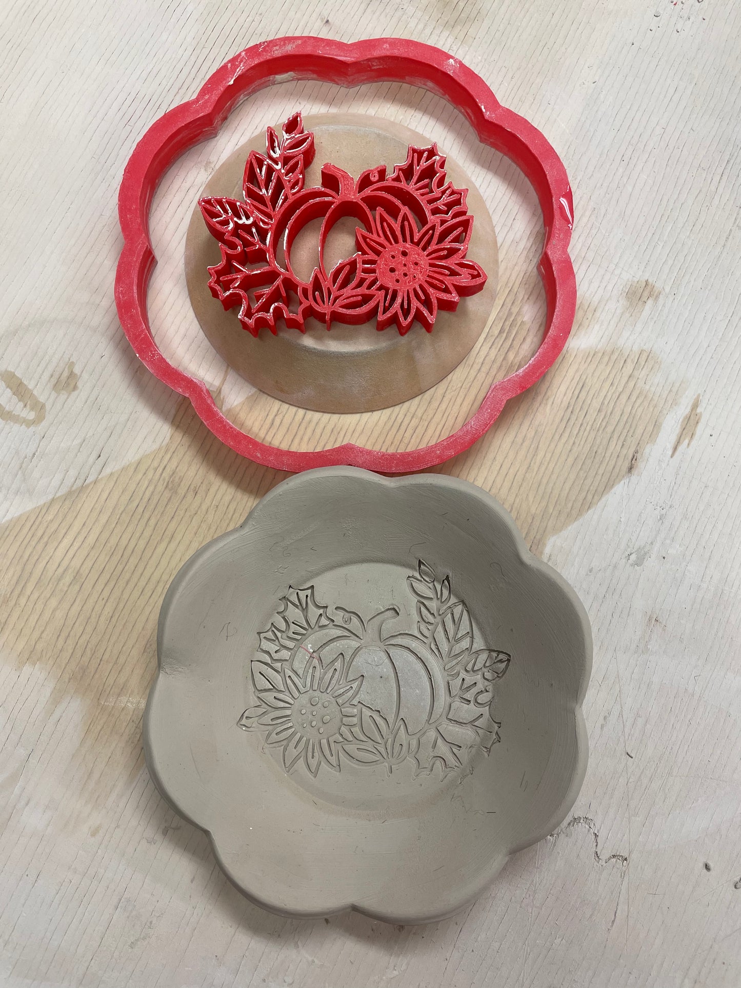Autumn Stamp Series - Autumn Pumpkin with Sunflower stamp, plastic 3D printed, multiple sizes