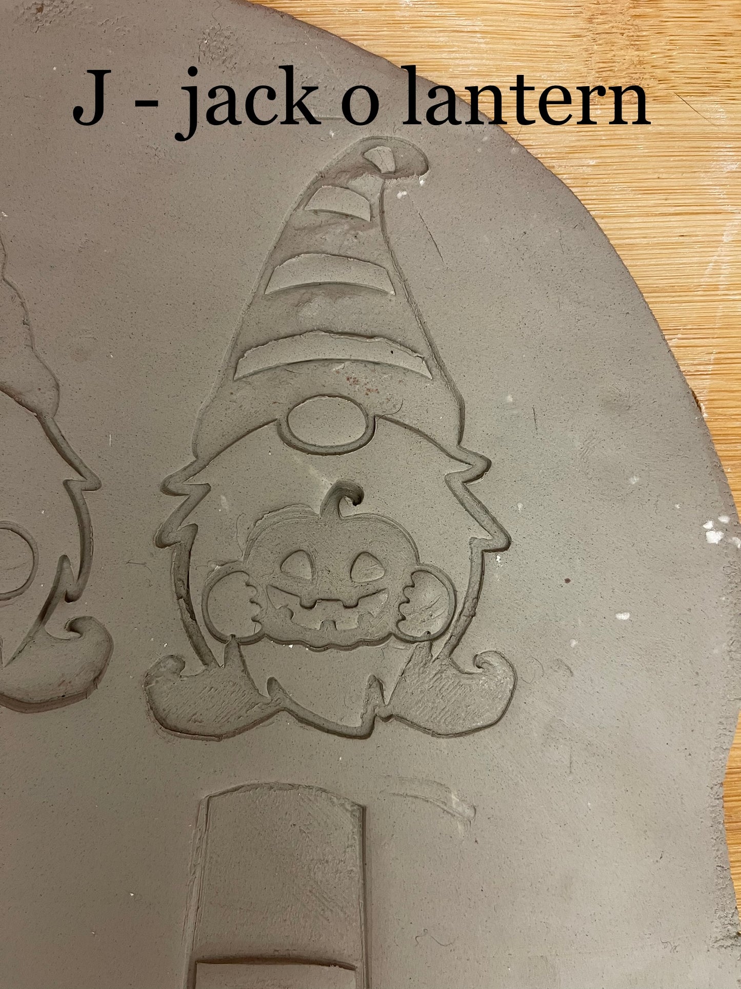 Pottery Stamp, Fall Halloween Gnome designs, with optional cookie cutter ornament - multiple sizes