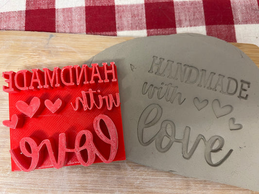 "Handmade with Love" word stamp - plastic 3D Printed, Multiple Sizes Available