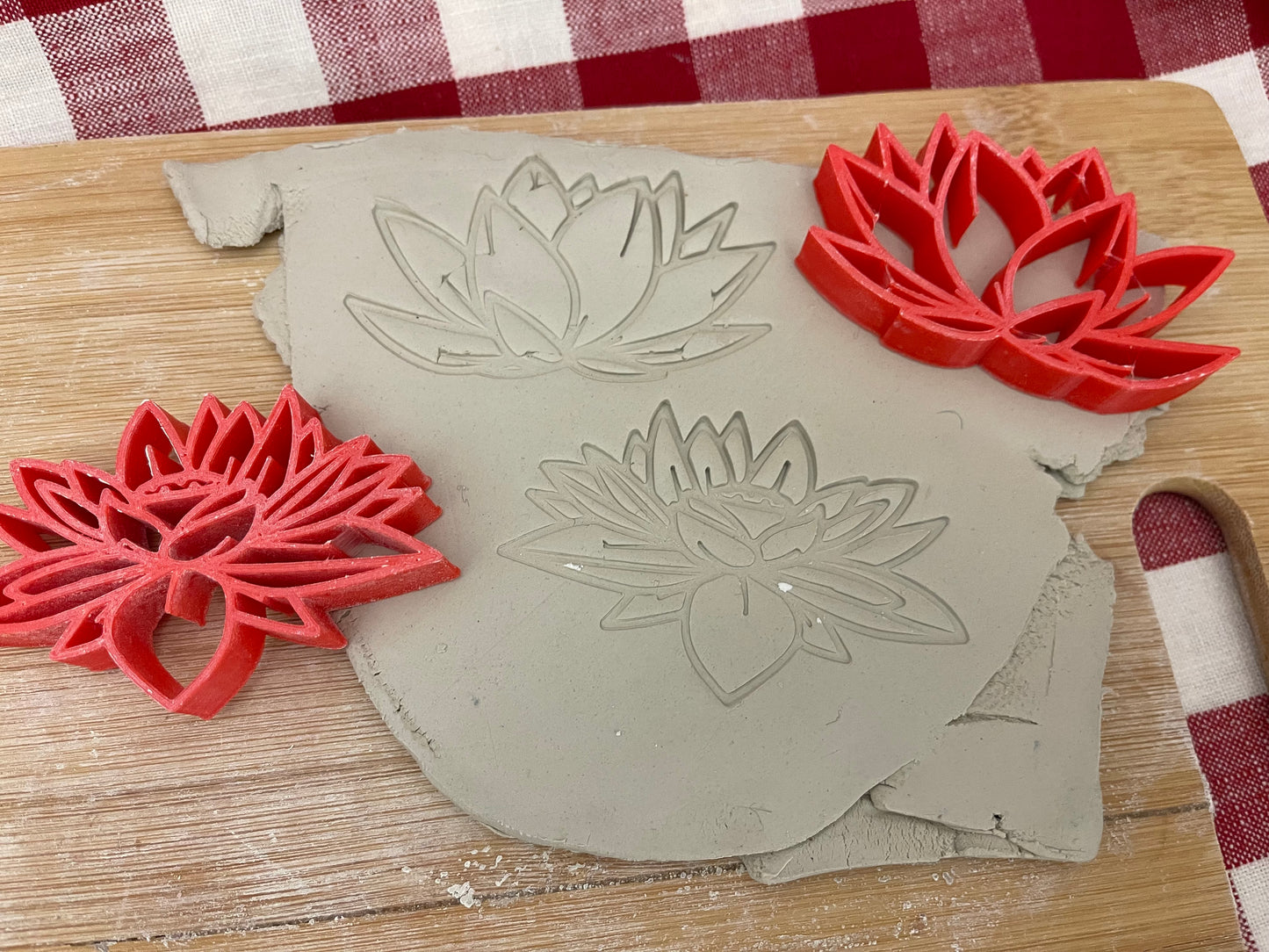 Pottery Stamp, Lotus flower design, Each or set - multiple sizes