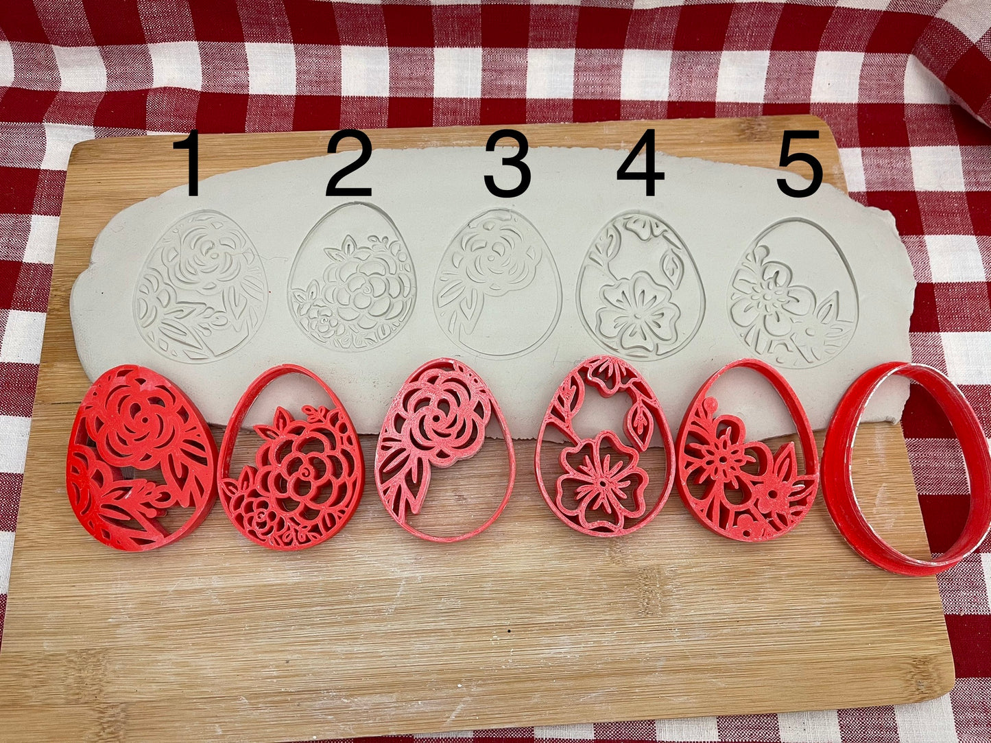 Pottery Stamp, Easter egg designs, with optional cookie cutter ornament - multiple sizes