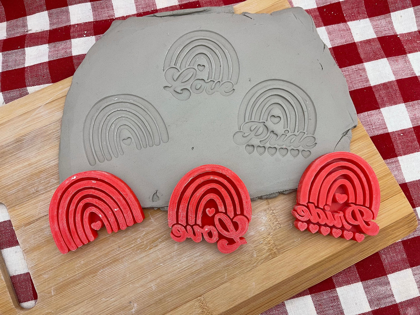 Rainbow, Heart, Love or Pride stamp - plastic 3d printed, multiple sizes