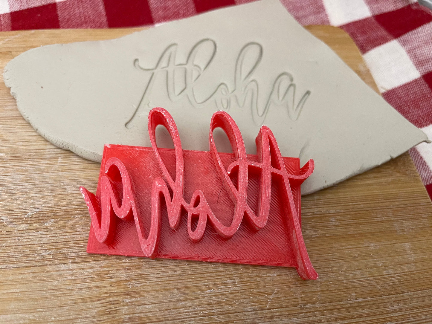 "Aloha" word stamp - Pottery Tool, plastic 3d printed, multiple sizes available
