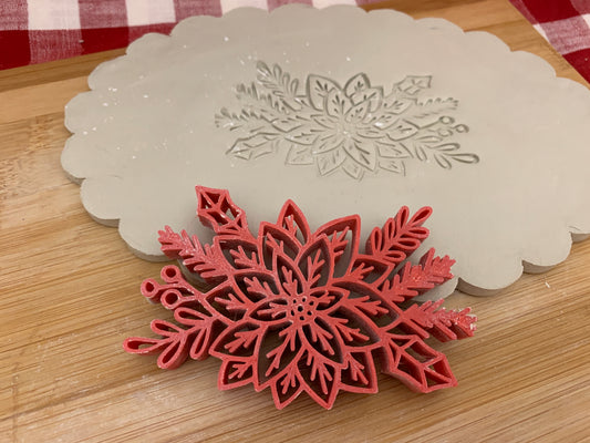Pottery Stamp, Poinsettia with branches design - multiple sizes
