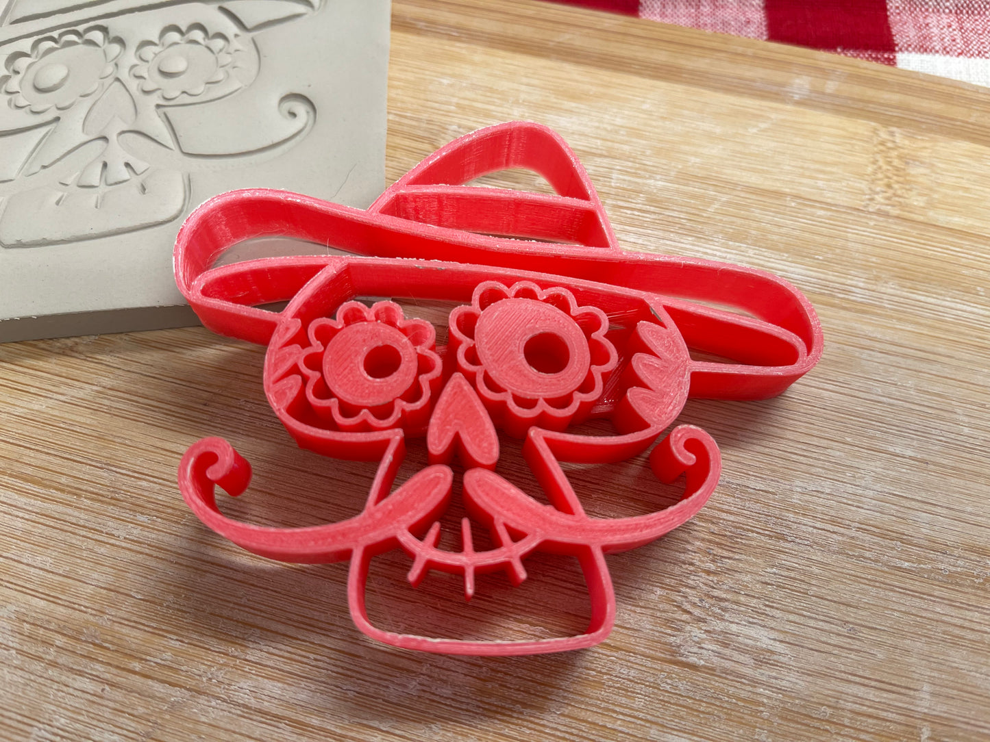 Sugar Skull with Mustache/Hat stamp, Day of the Dead design, multiple sizes