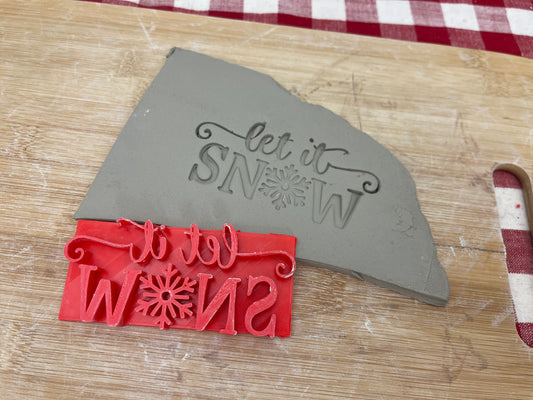 Christmas casual "Let it Snow" word stamp - plastic 3D printed, multiple sizes