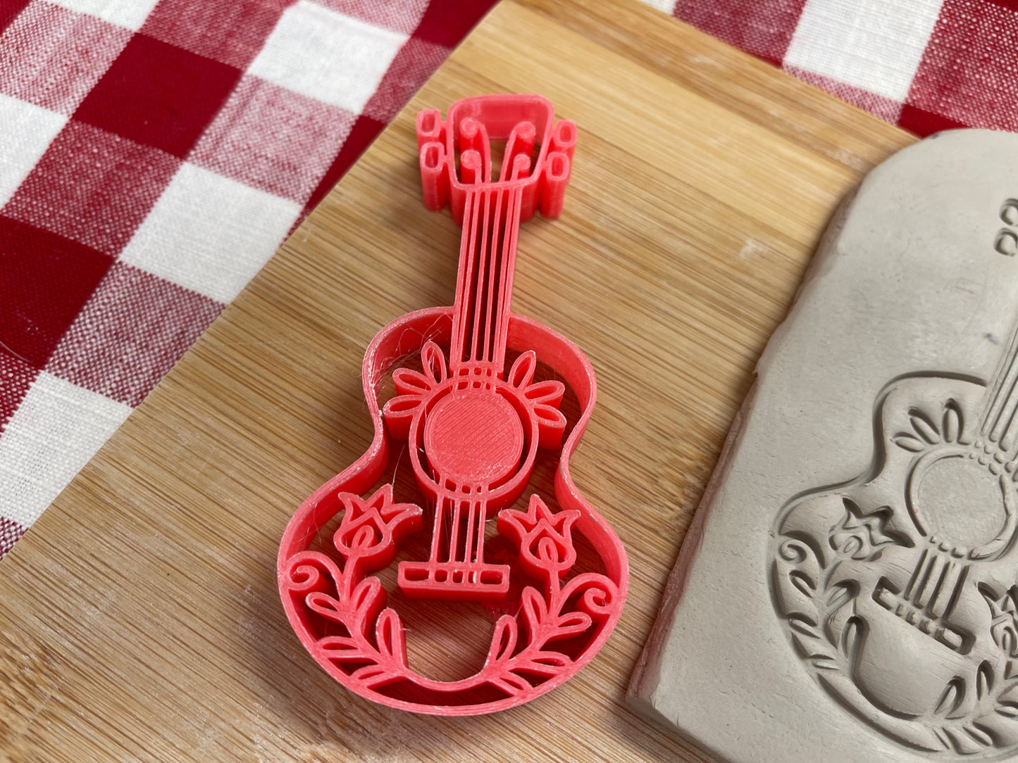 Guitar Stamp, Day of the Dead Series - plastic 3D printed, pottery tool