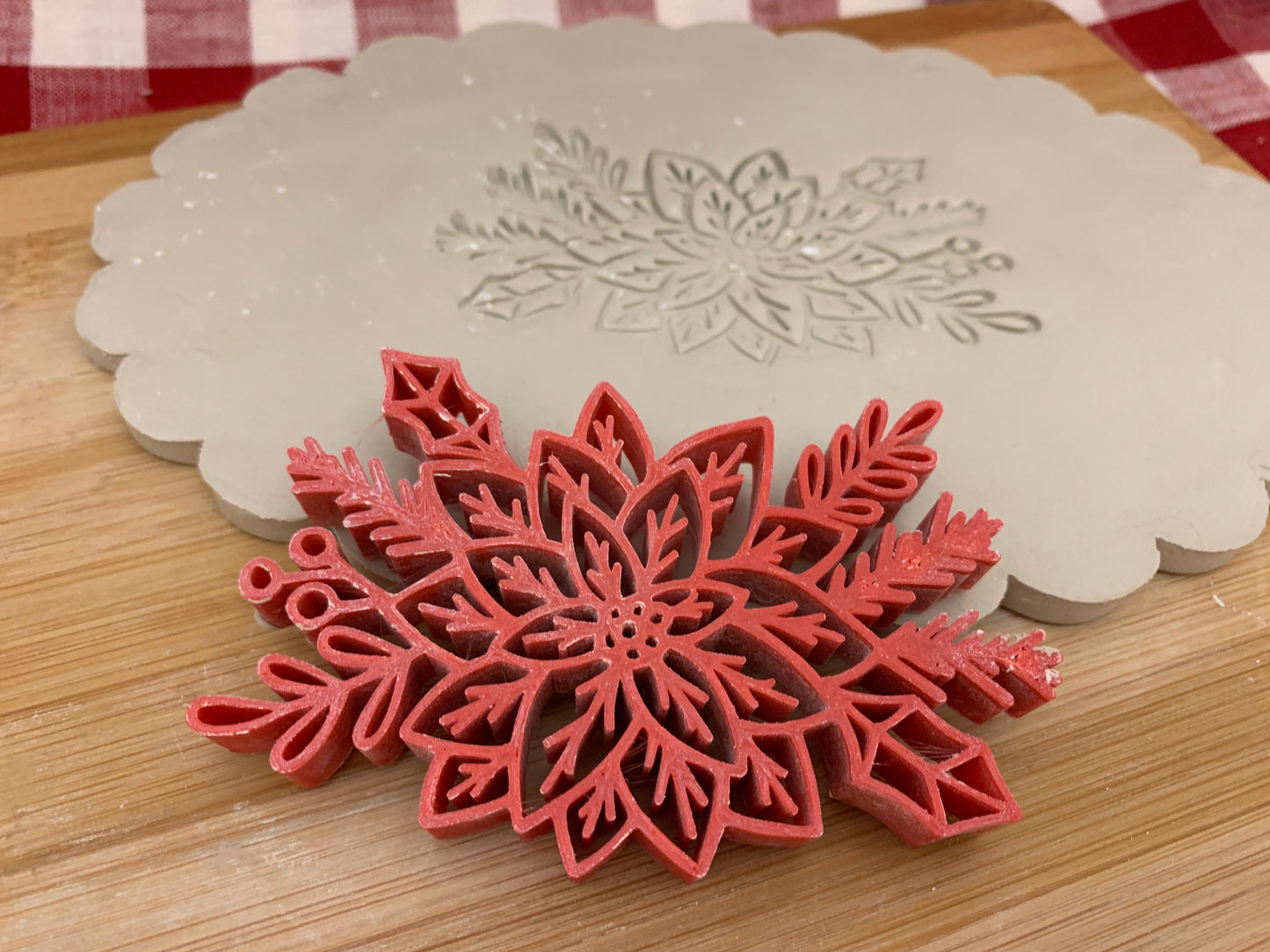 Pottery Stamp, Poinsettia with branches design - multiple sizes