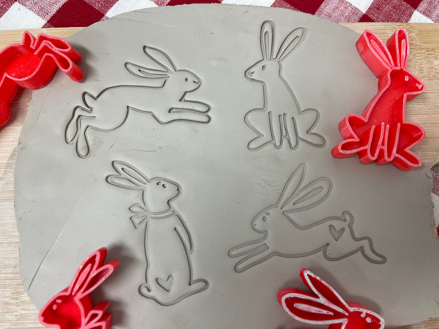 Bunny Stamp, 4 designs - from the February 2023 mystery box, plastic 3D printed, sold as set or each