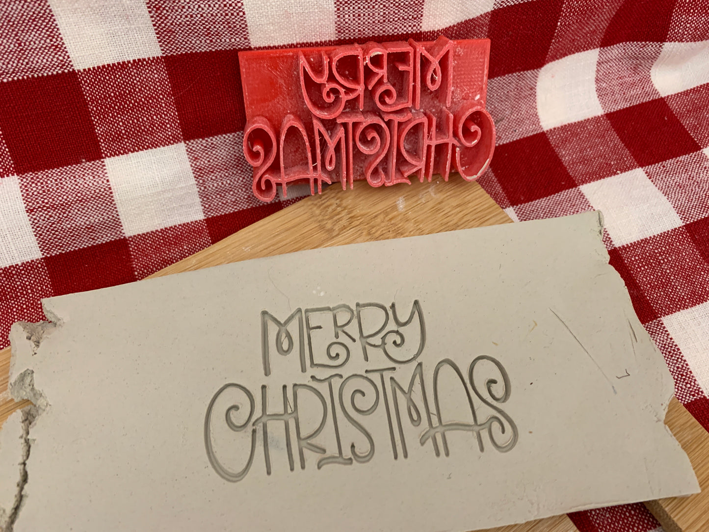 Christmas casual "Merry Christmas" word stamp - plastic 3D printed, multiple sizes