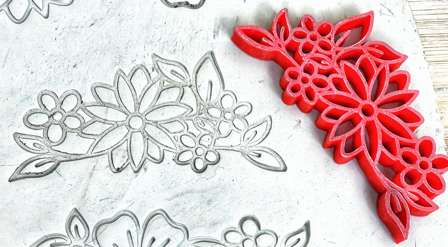 Pottery Stamp, Flower border design - multiple sizes