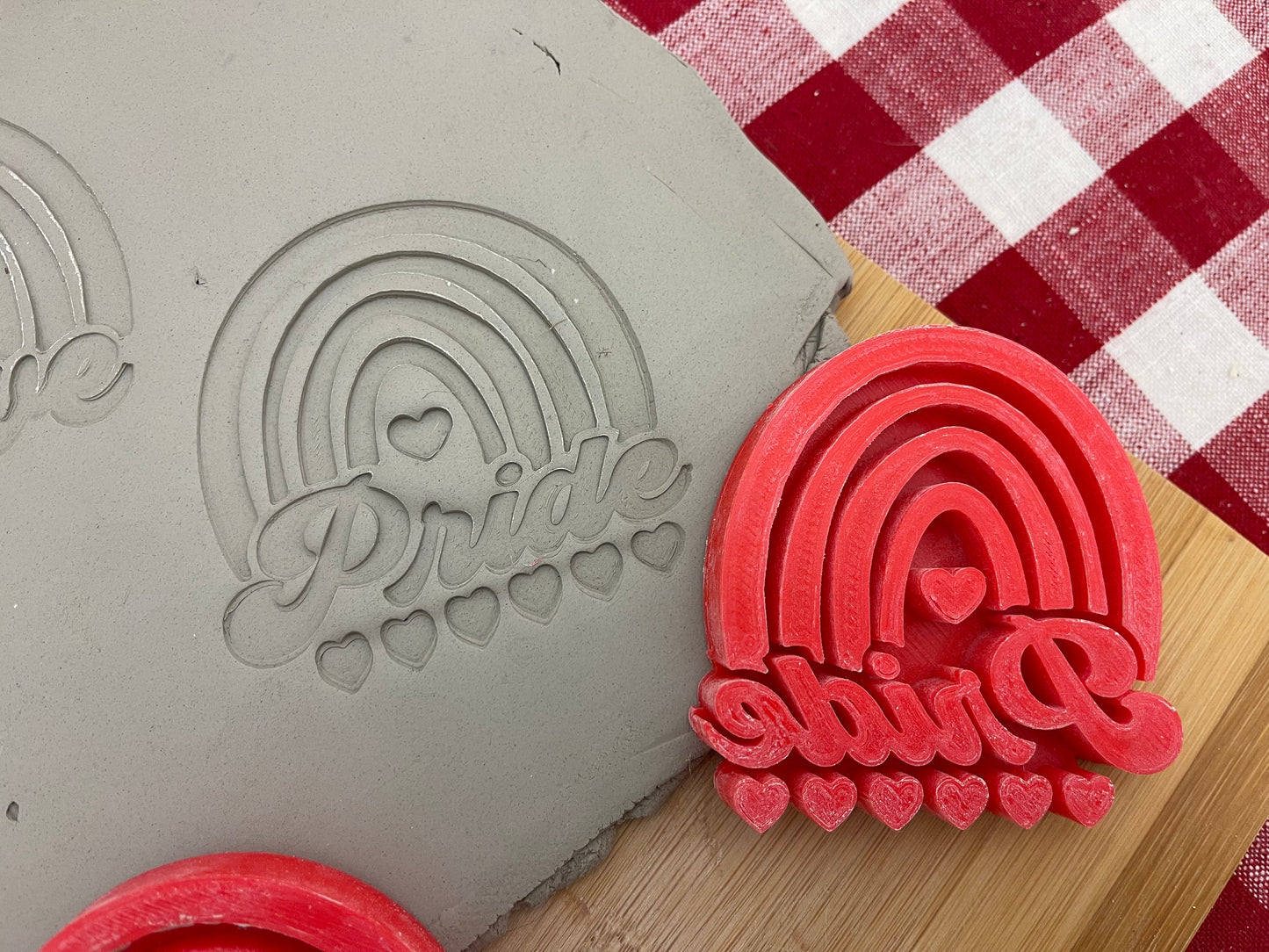 Rainbow, Heart, Love or Pride stamp - plastic 3d printed, multiple sizes