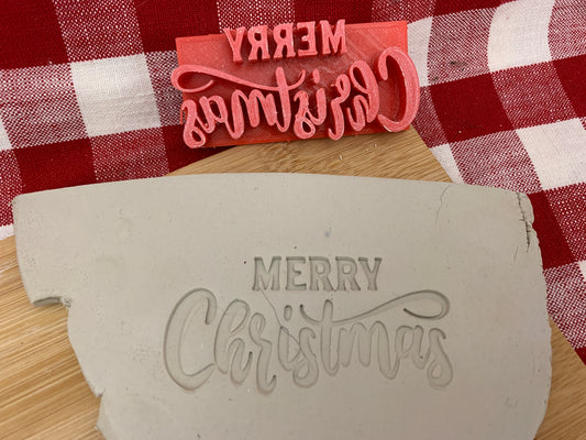 Christmas formal "Merry Christmas" word stamp - plastic 3D printed, multiple sizes
