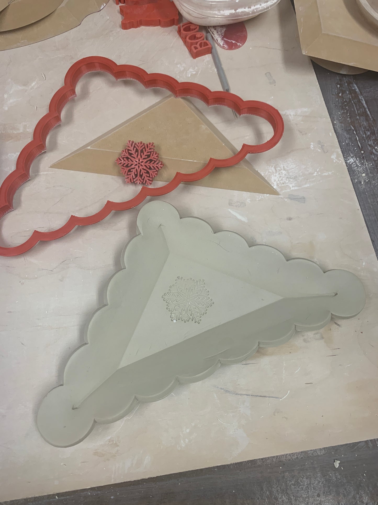 Scalloped triangle, Clay Cutters - Plastic 3D printed, pottery tool, multiple sizes