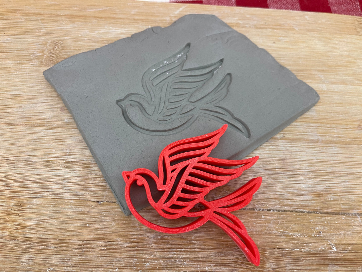 Traditional Style Bird Pottery Stamp - Pottery Tool, plastic 3d printed, multiple sizes available