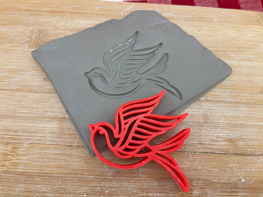 Traditional Style Bird Pottery Stamp - Pottery Tool, plastic 3d printed, multiple sizes available