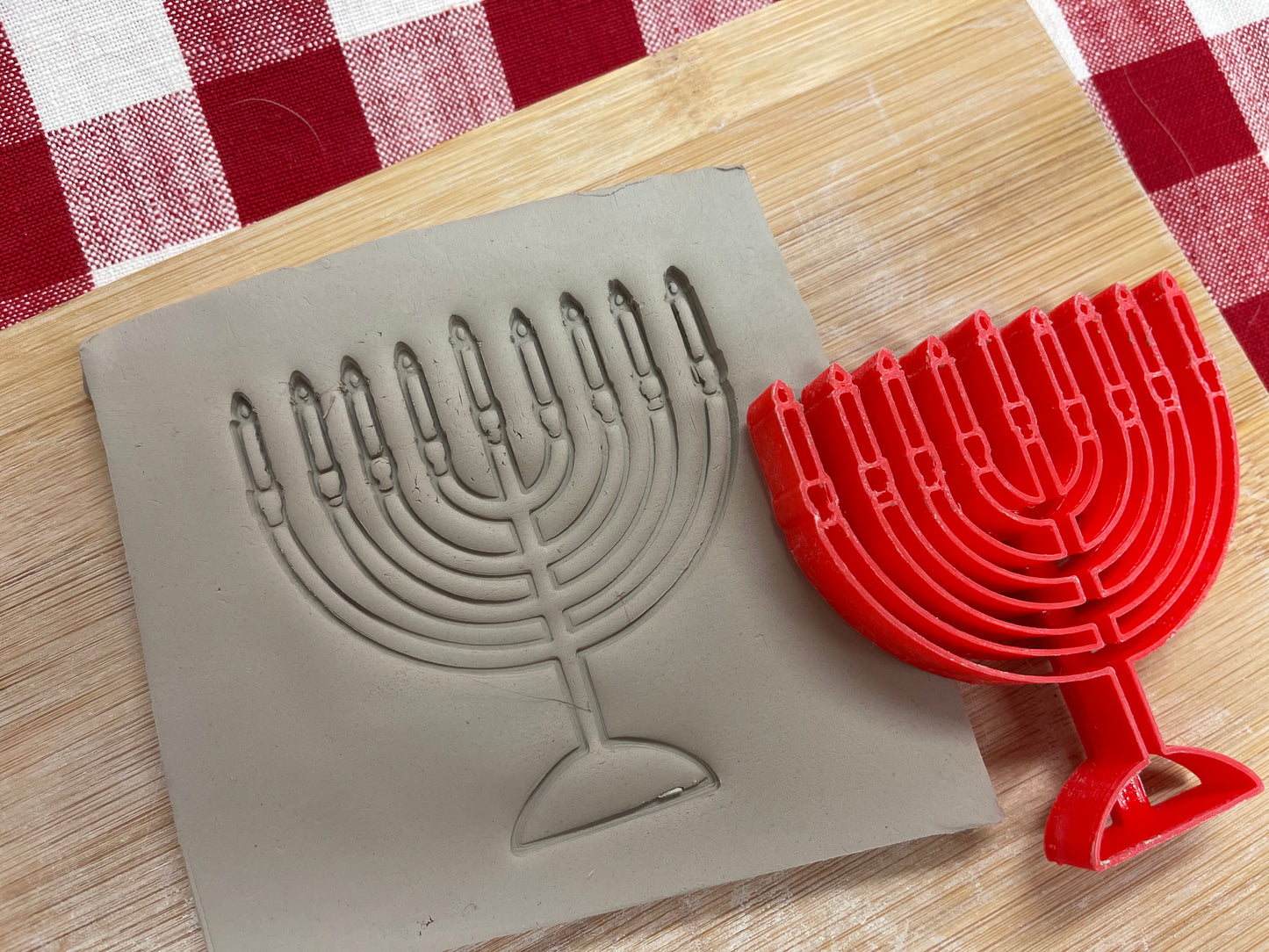 Pottery Stamp, Hanukkah Menorah formal design - multiple sizes
