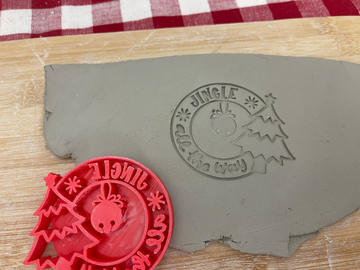 Christmas Tree w/ "Jingle all the way" word stamp - plastic 3D printed, multiple sizes