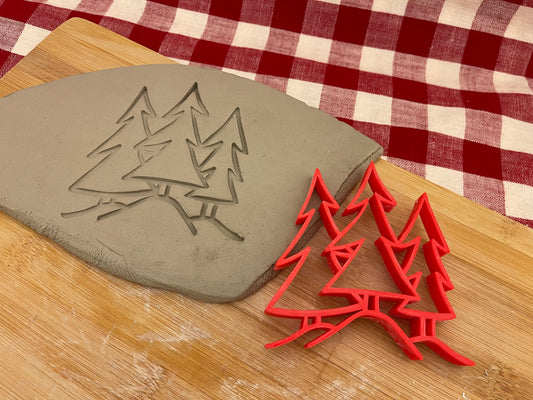 Pottery Stamp, Forest Tree design, Camping doodle series - multiple sizes