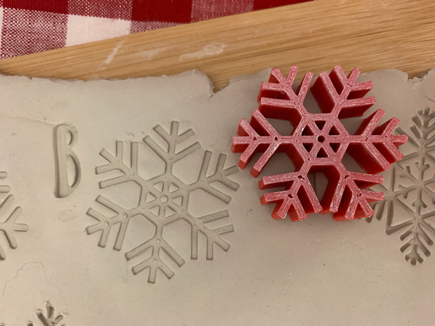 Pottery Stamp, Snowflake design, Each or Set - multiple sizes
