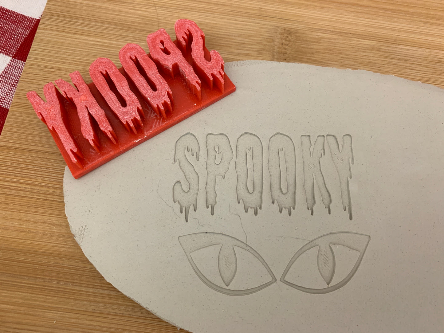 Halloween "SPOOKY" word stamp - plastic 3D printed, multiple sizes