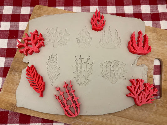 Ocean plant stamp, seaweed, coral design - plastic 3D printed, Each or Set, multiple sizes