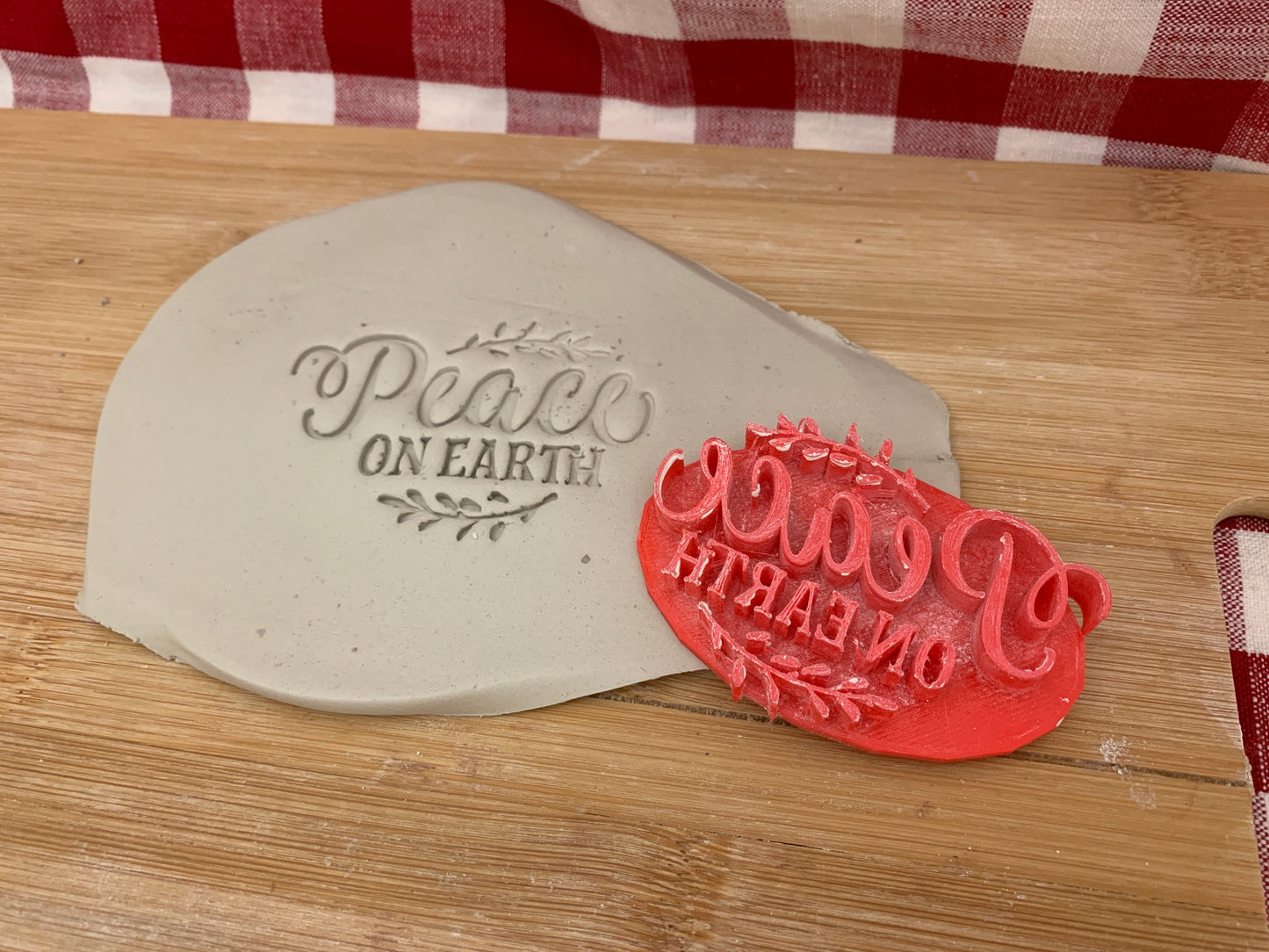 "Peace on Earth" pottery stamp - Pottery Tool, plastic 3d printed, multiple sizes available