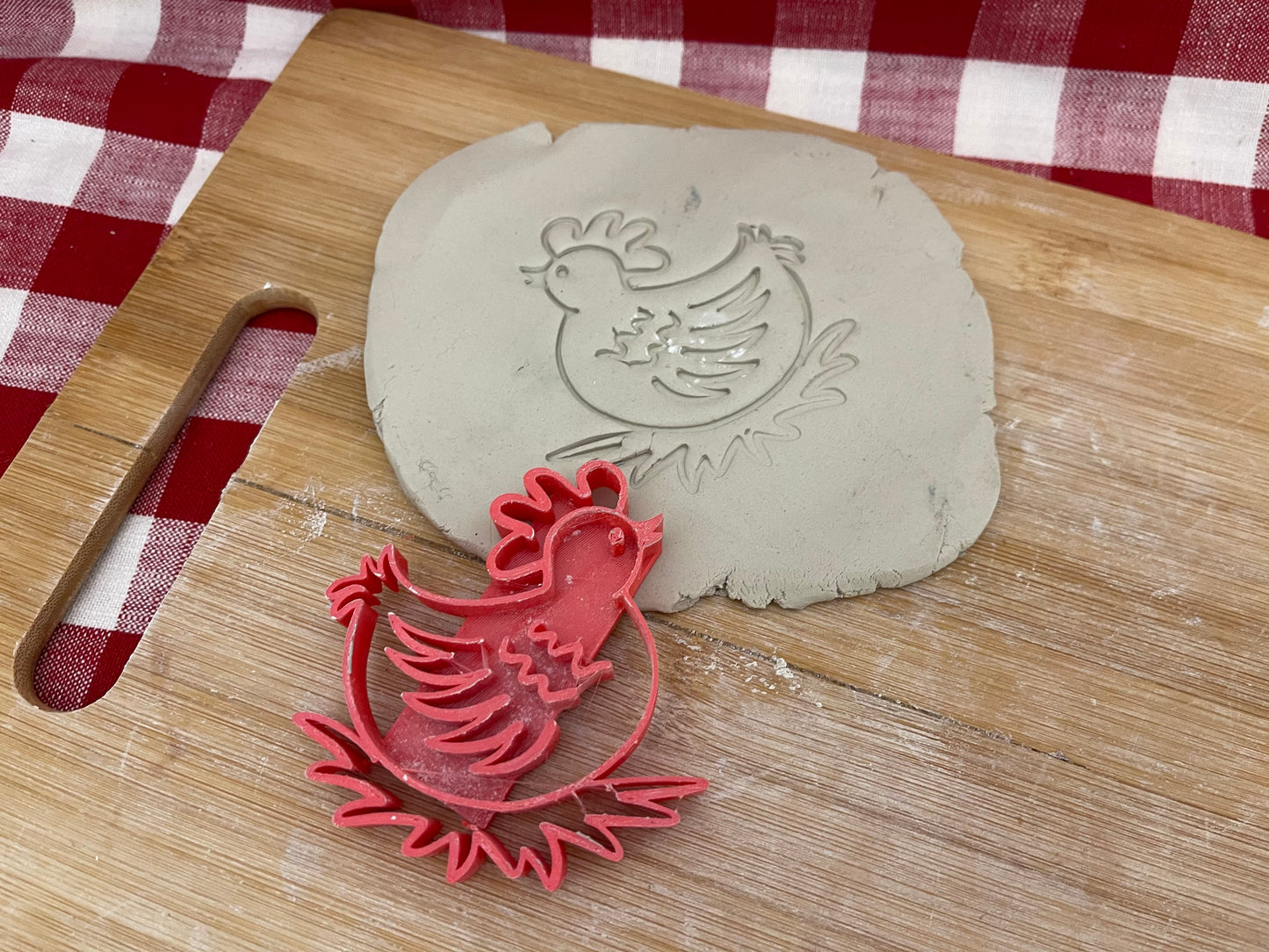 Chicken Pottery Stamp - plastic 3D printed, multiple sizes