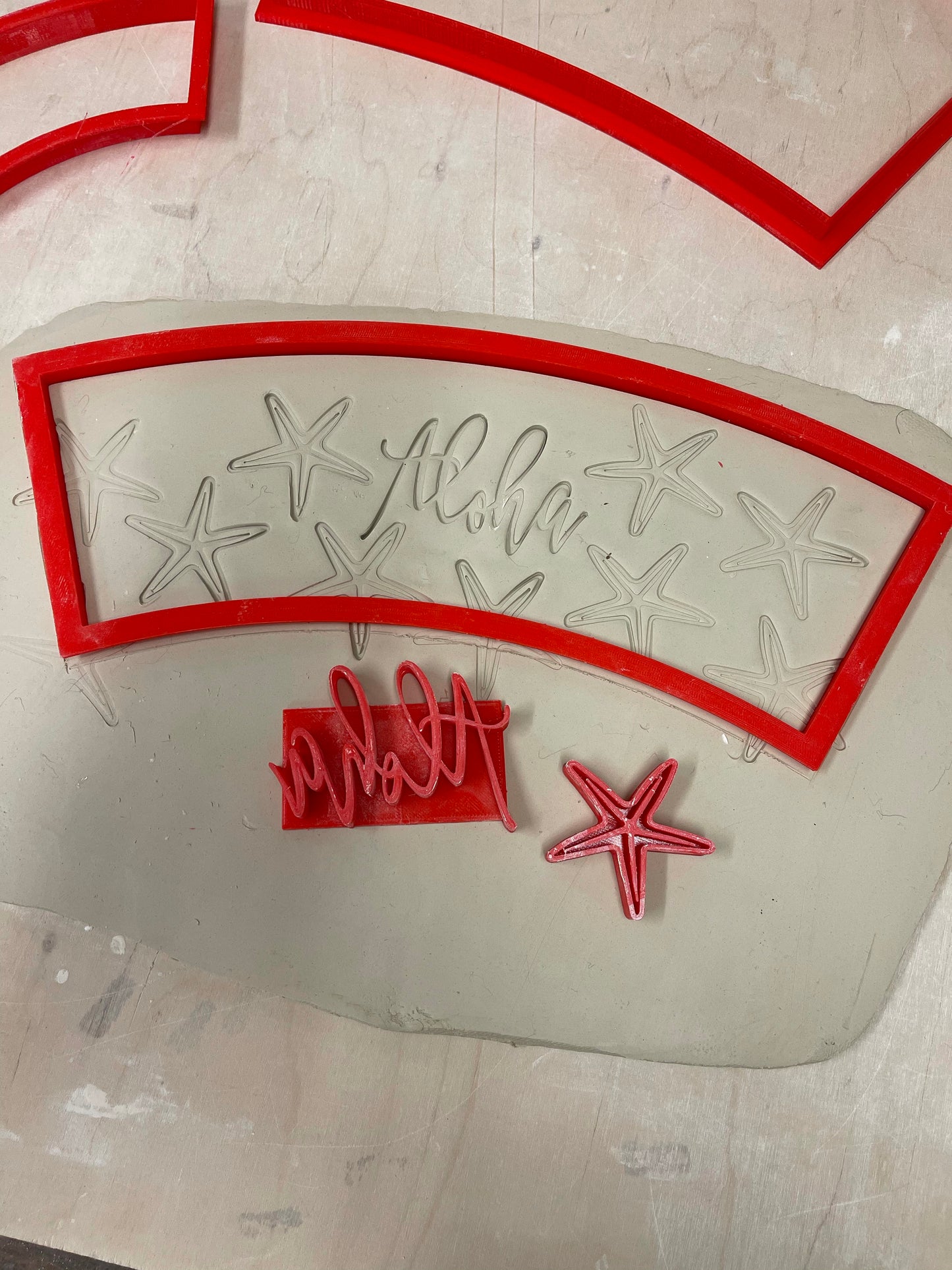 "Aloha" word stamp - Pottery Tool, plastic 3d printed, multiple sizes available