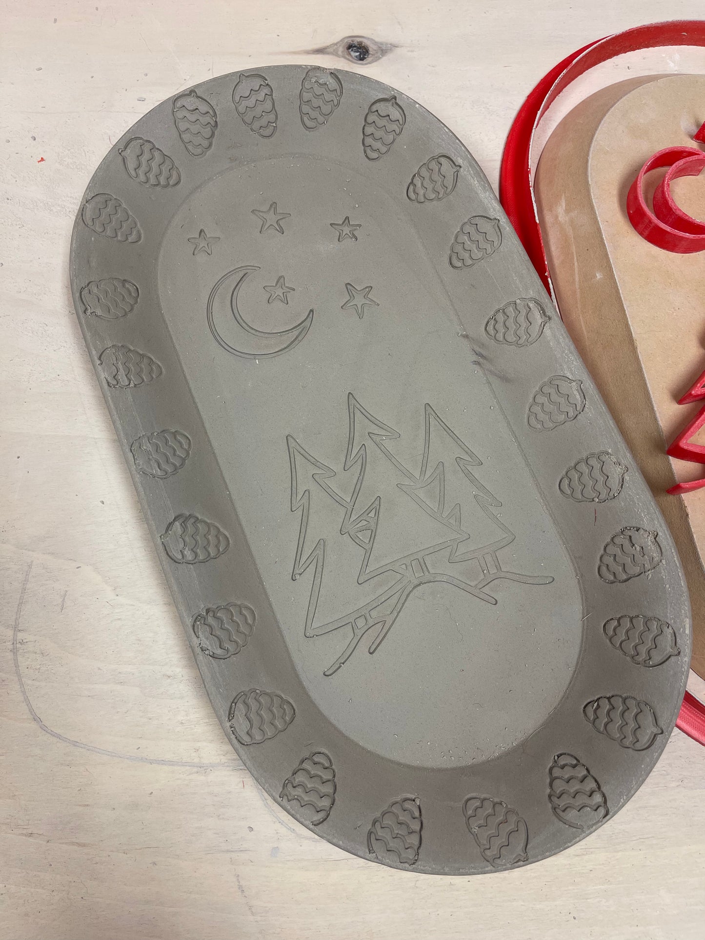 Pinecone Mini Pottery Stamp - February 2022 Stamp of the Month, plastic 3D printed, multiple sizes