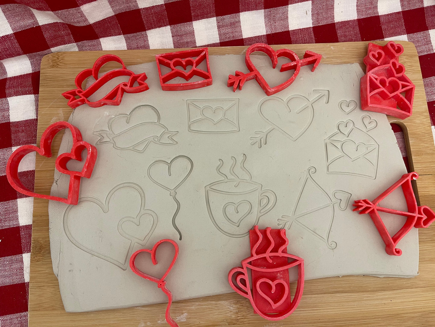 Pottery Stamp, Valentine Heart doodle designs, Each or Set - multiple sizes