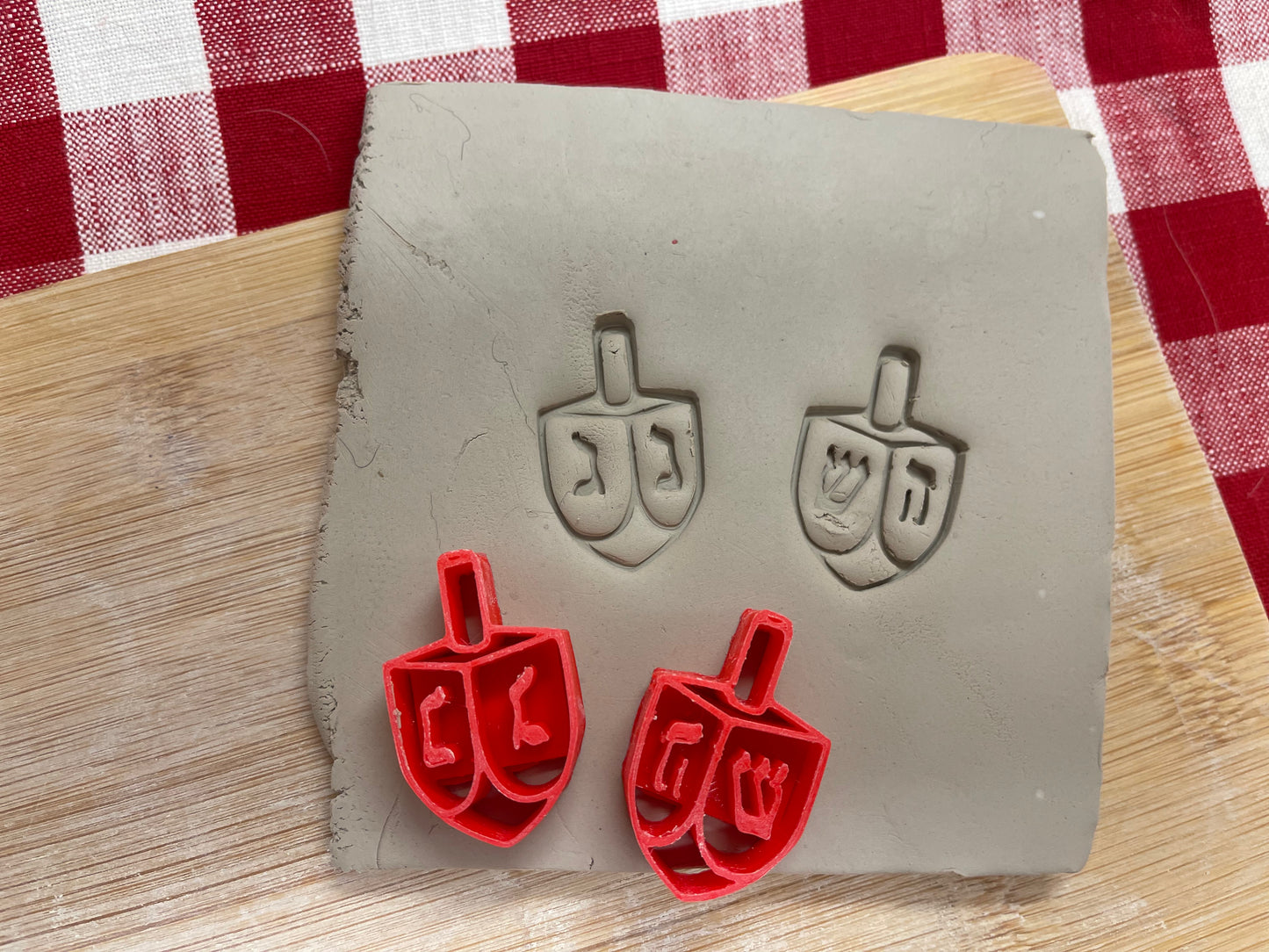 Pottery Stamp, Hanukkah Dreidel design, set of 2 - multiple sizes