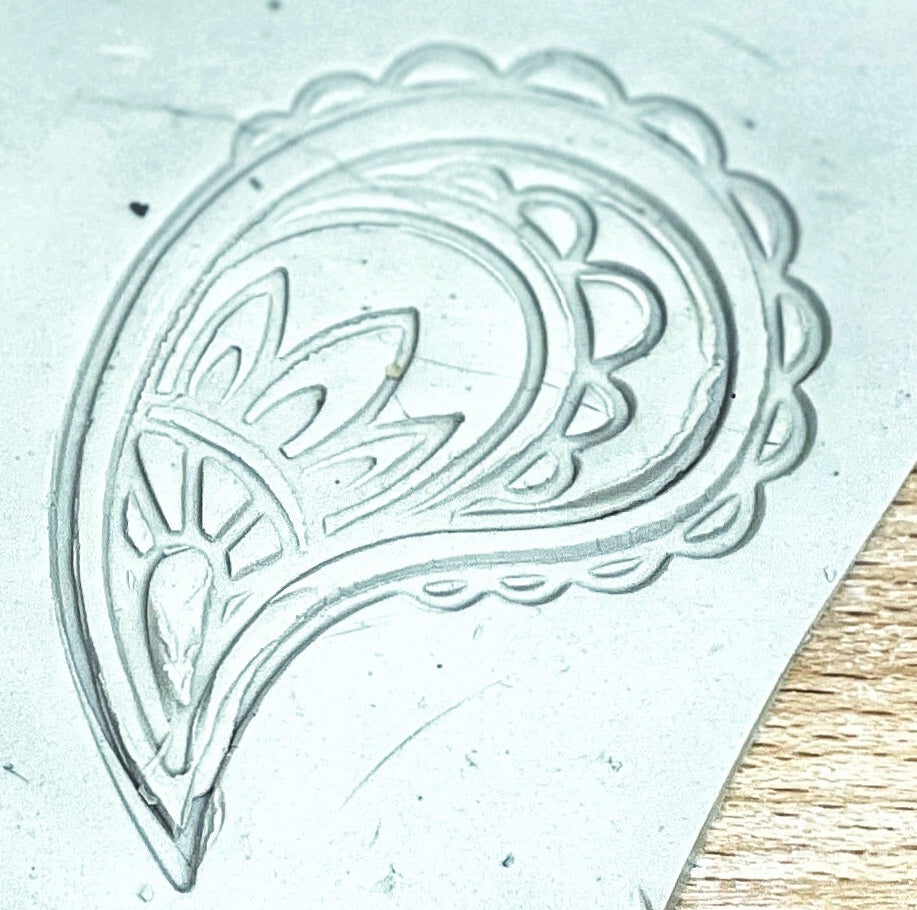 Henna Paisley, Pottery Stamp - plastic 3d printed, multiple sizes available