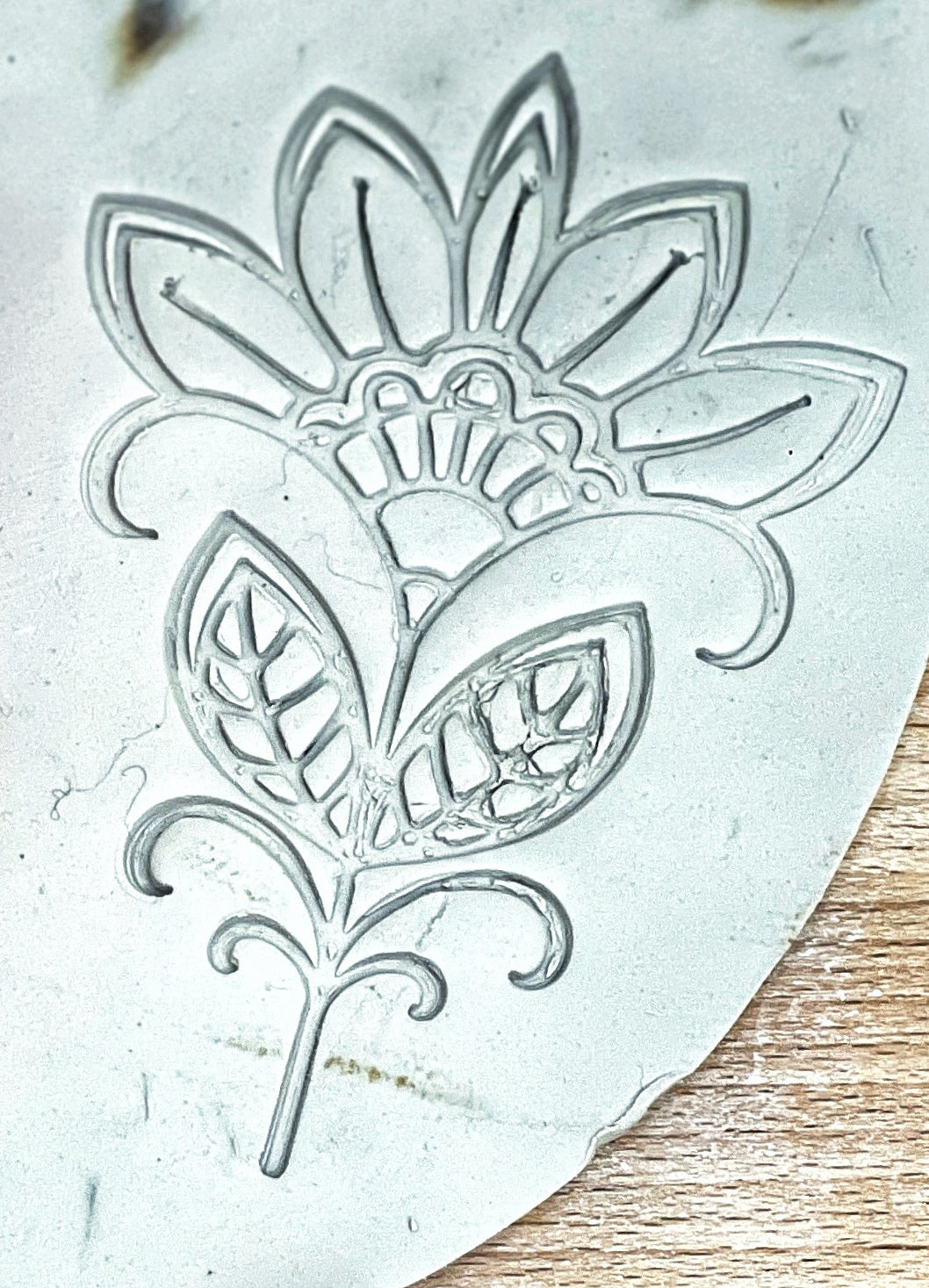 Henna Flower, Pottery Stamp - plastic 3d printed, multiple sizes available
