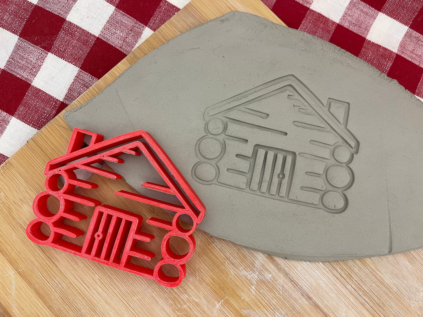 Pottery Stamp, Log Cabin design, Camping doodle series - multiple sizes