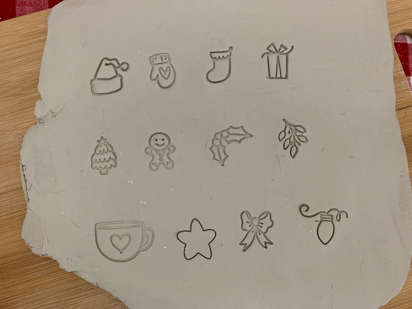 Pottery Stamp, Christmas casual Mini designs, Each or Set - multiple sizes