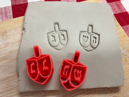 Pottery Stamp, Hanukkah Dreidel design, set of 2 - multiple sizes